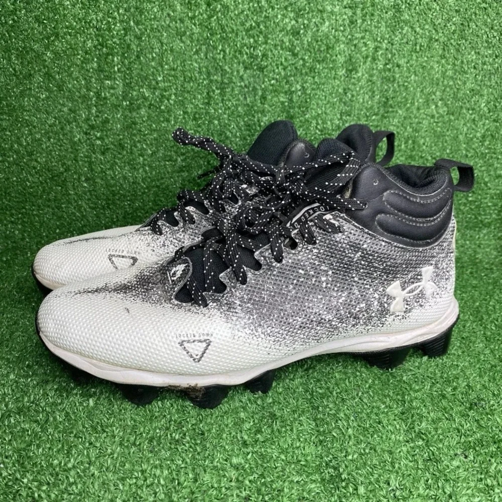 Under Armour UA Mens Size 7.5 Spotlight Fran RM 2.0 Jr  Cleats White/Black‎